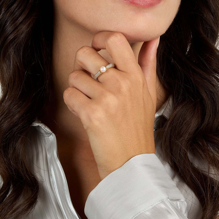 Дамски пръстен със златно покритие и перла. Morellato Perla SXU51