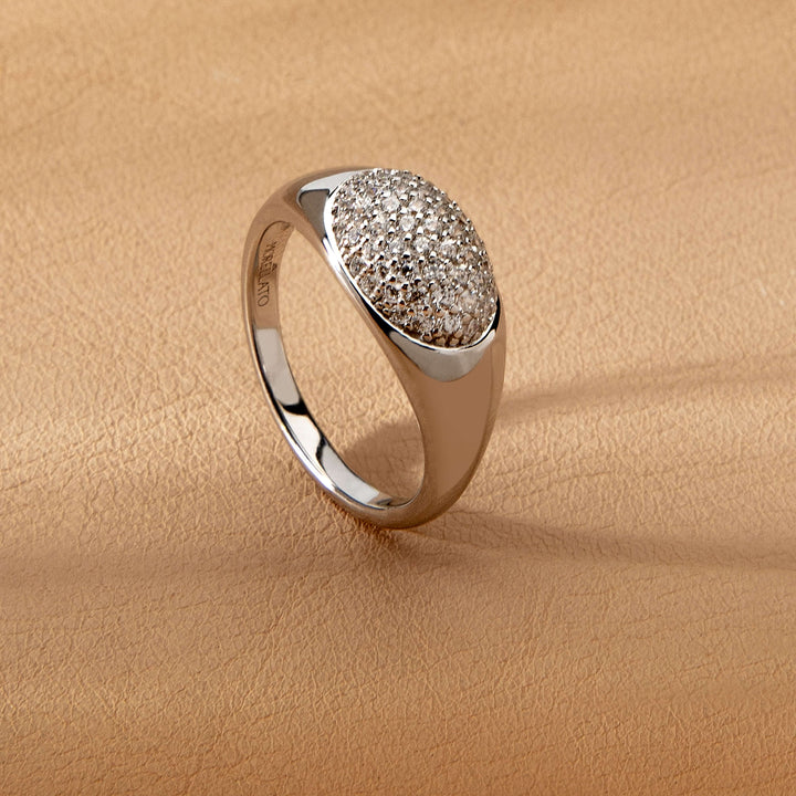 Дамски сребърен пръстен Morellato Pave SAZB12 с фини инкрустирани циркони.