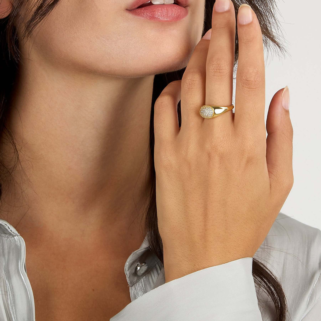 Дамски сребърен пръстен със златно покритие. Morellato Pave SAZB14