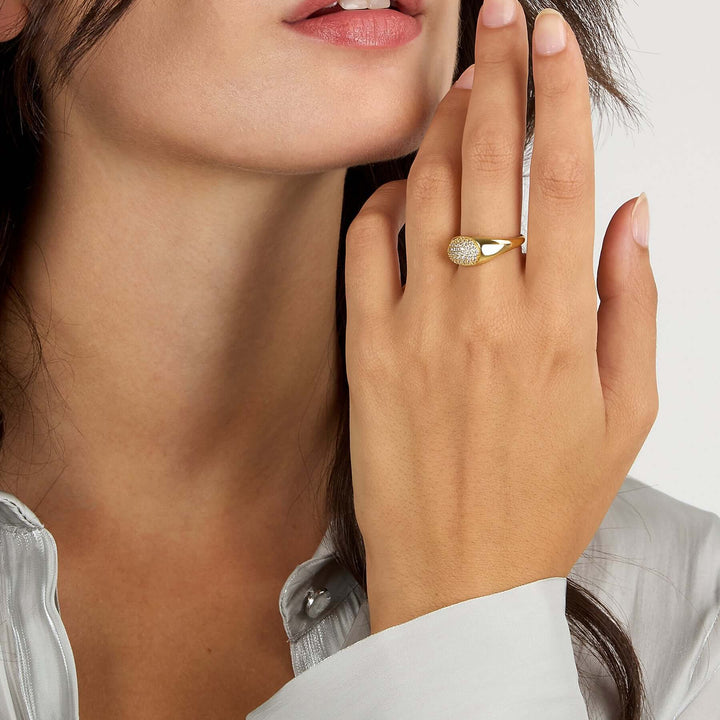 Дамски сребърен пръстен със златно покритие. Morellato Pave SAZB14