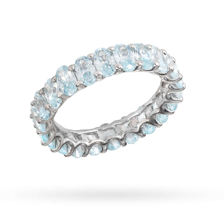 Елегантен сребърен пръстен Senso Silver със сини овални циркони.