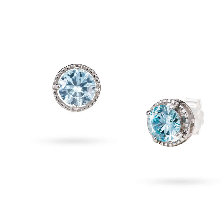 Дамски сребърни обеци със сини циркони. Senso Silver RE1446
