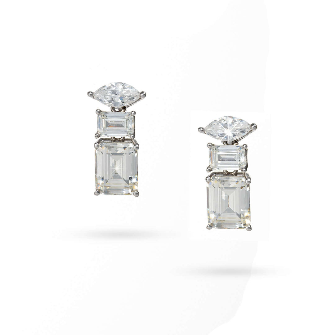 Висящи сребърни обеци с циркони. Senso Silver. Размер 2 см.