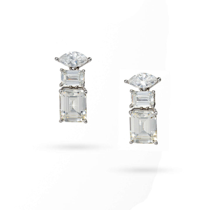 Висящи сребърни обеци с циркони. Senso Silver. Размер 2 см.