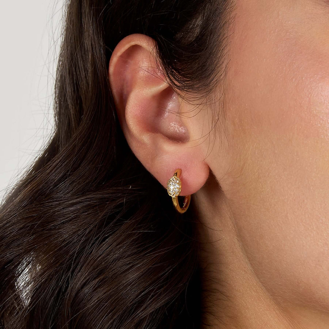 Дамски сребърно обеци халки със златно покритие. Morellato Pave SAZB17