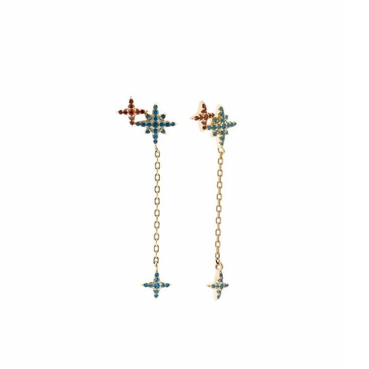 Дамски сребърни висящи обеци Salvatore Plata с позлатяване и цветни циркони.