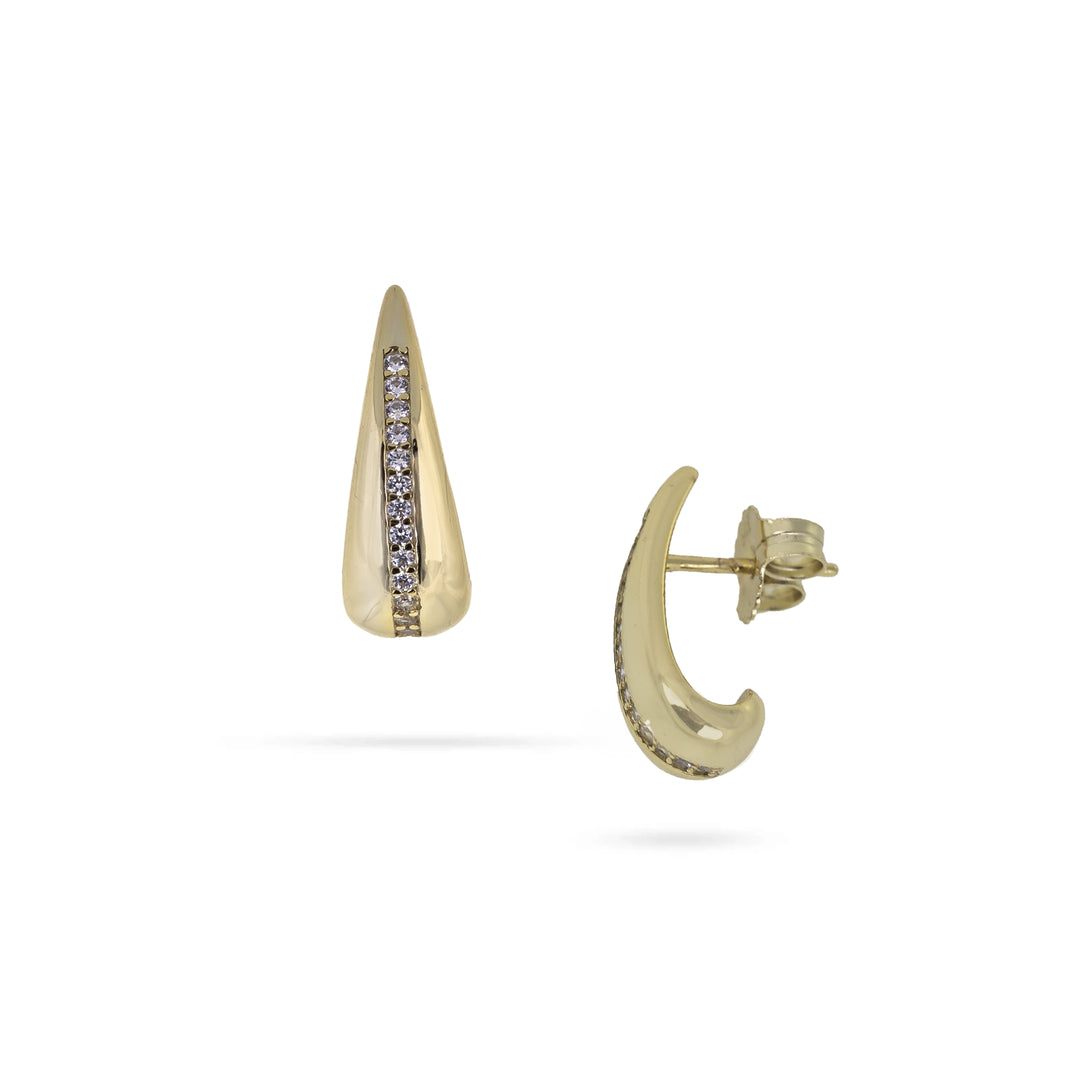 Дамски сребърни обеци със златно покритие и циркони. 