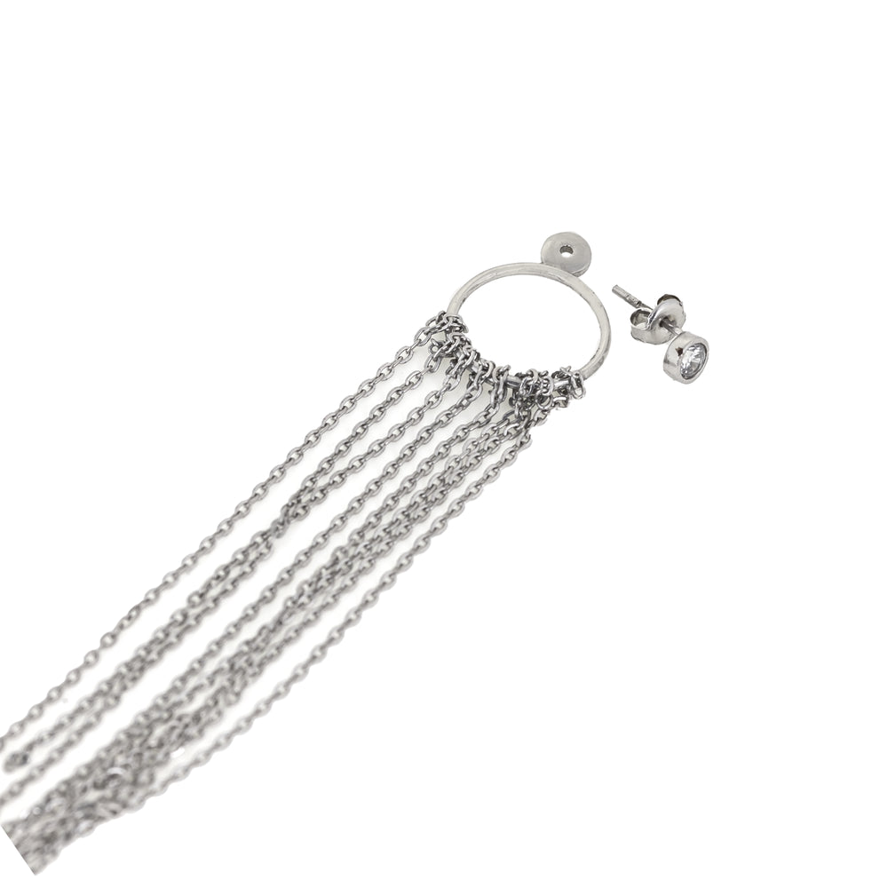 Висяща сребърна обеца с родиево покритие - 25 см.