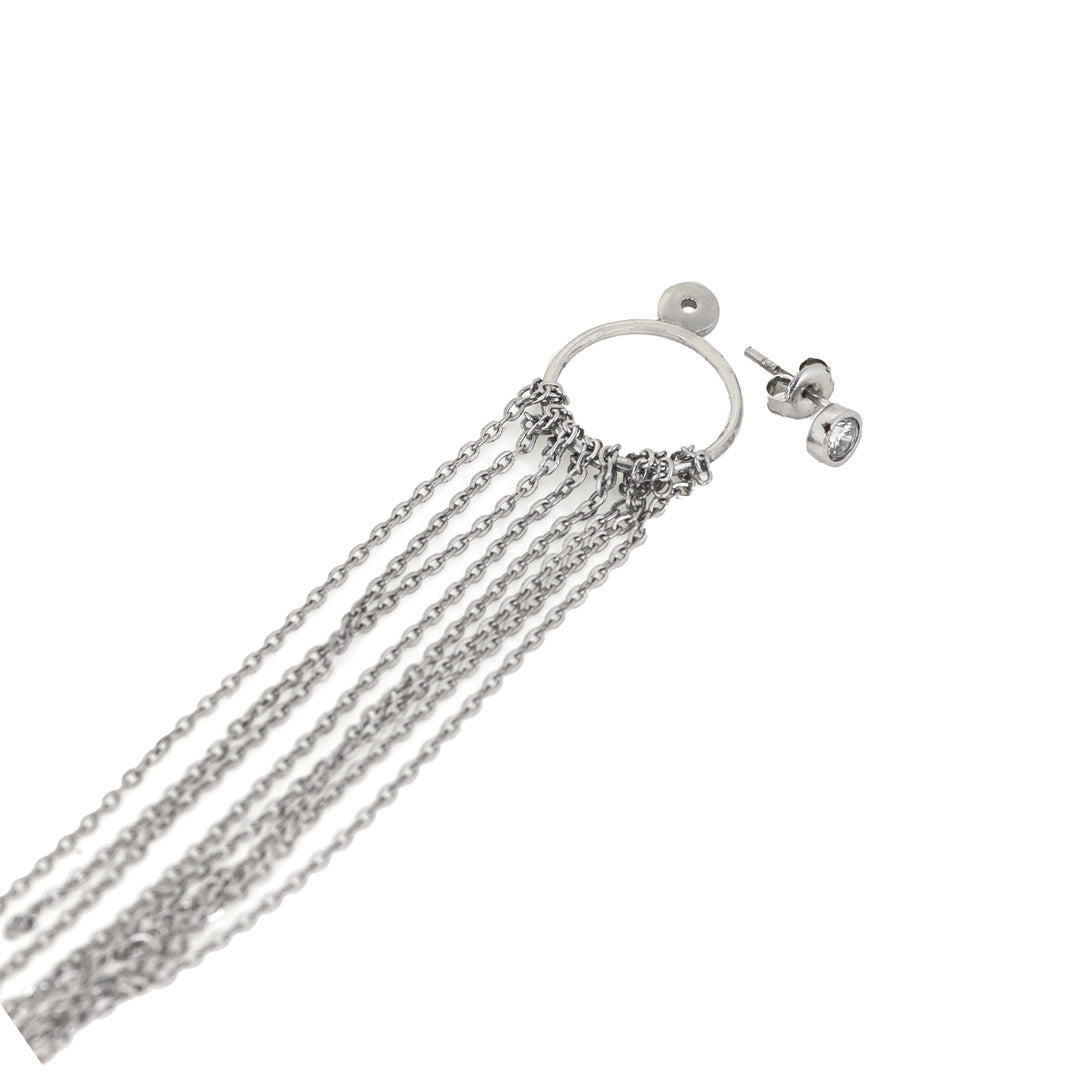 Висяща сребърна обеца с родиево покритие - 25 см.