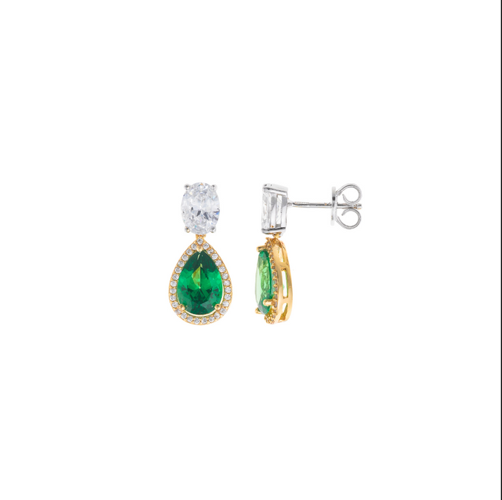 Висящи сребърни обеци със златно покритие и циркони. Salvatore plata Vibrant 136A0809