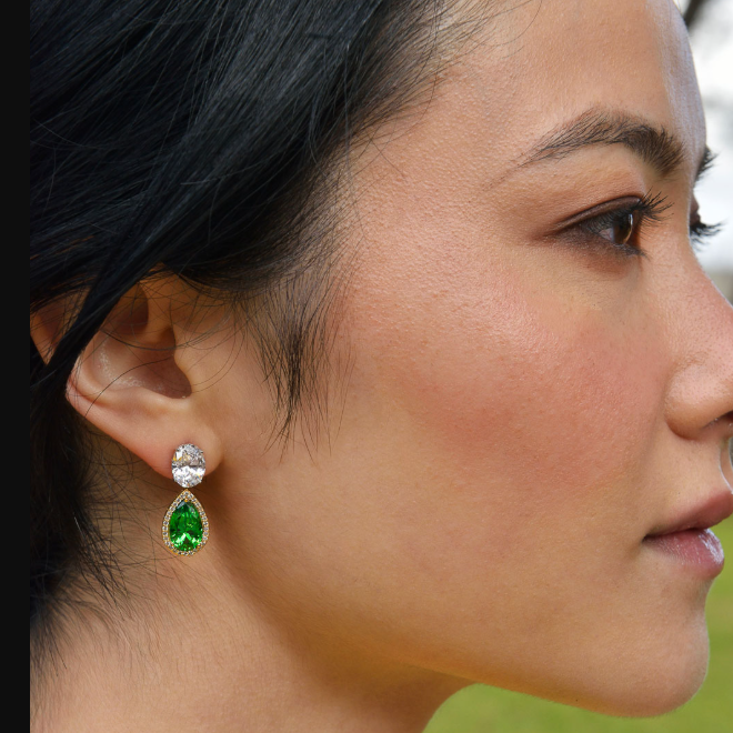 Висящи сребърни обеци със златно покритие и циркони. Salvatore plata 136A0809