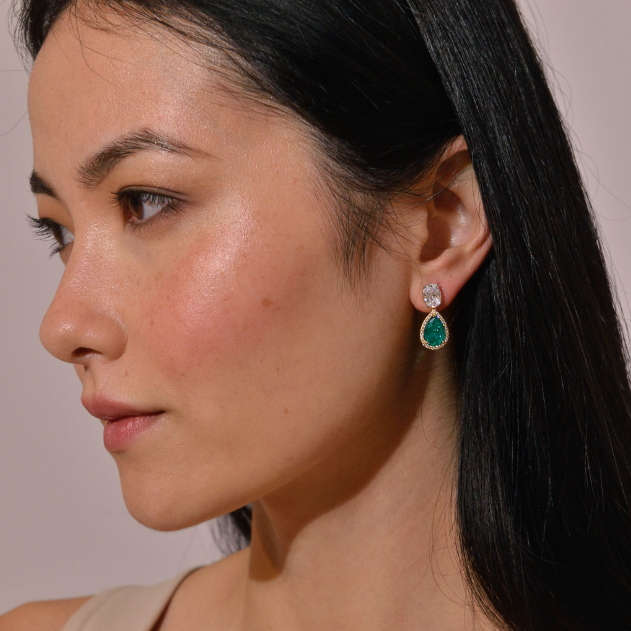 Висящи сребърни обеци с тюркоазени и бели цирконии. Salvatore plata Vibrant 136A0810