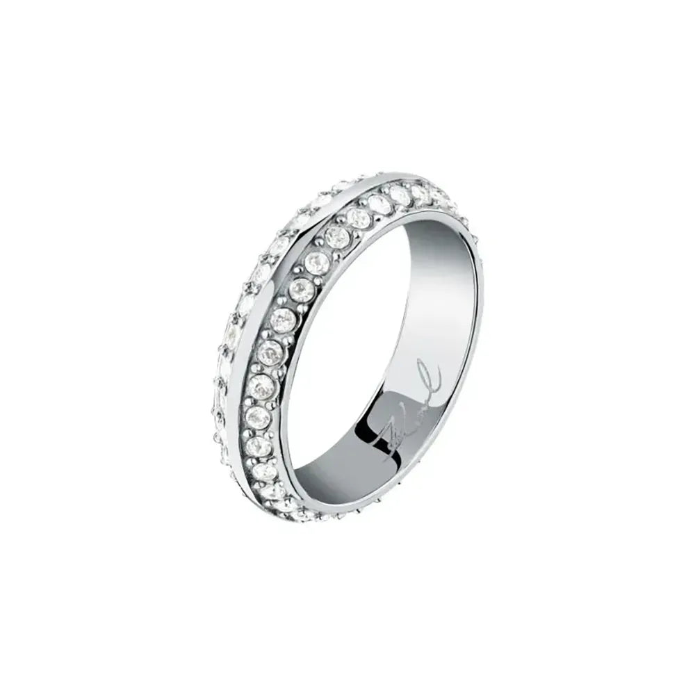 Дамски стоманен пръстен KARL LAGERFELD Bond Pave с бели кристали