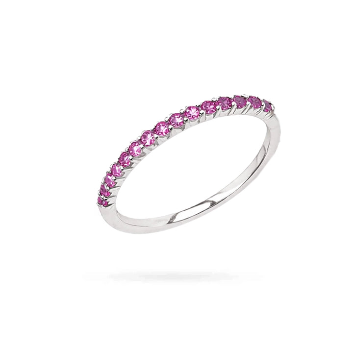 Дамски пръстен от бяло злато 14к с инкрустиран розов сапфир 0.47ct