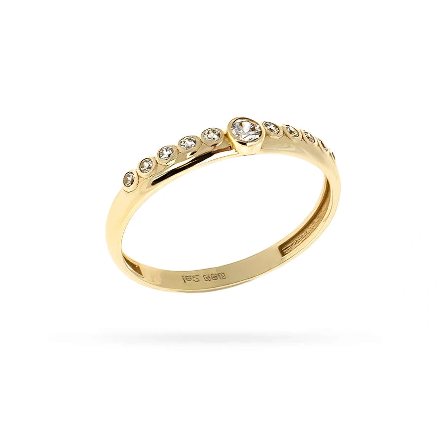 Дамски златен пръстен с циркони от 14к жълто злато. Senso Gold