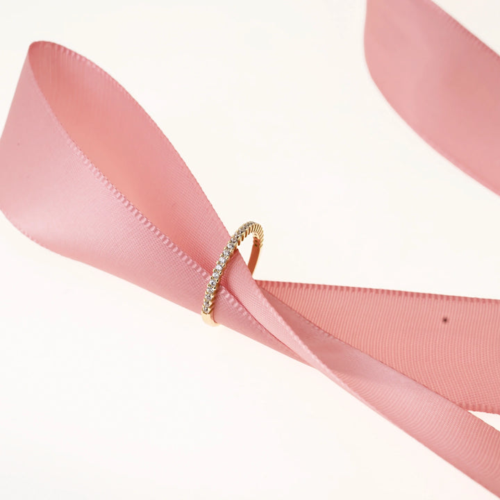 Дамска златна халка с инкрустирани циркони. DR775 Senso Gold