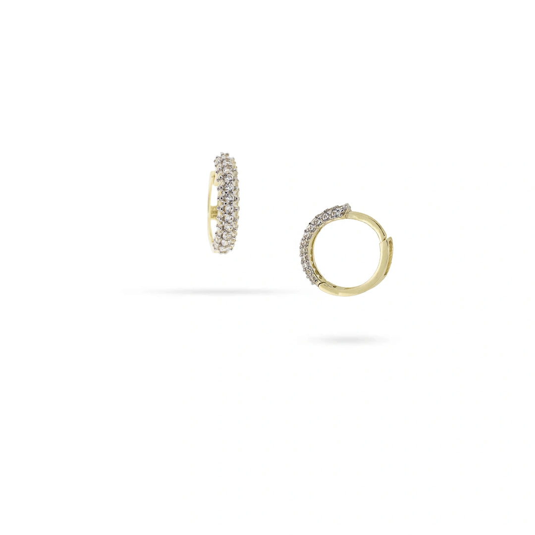 Дамски златни обеци халки от злато 14к с инкрустирани циркони. DE2382