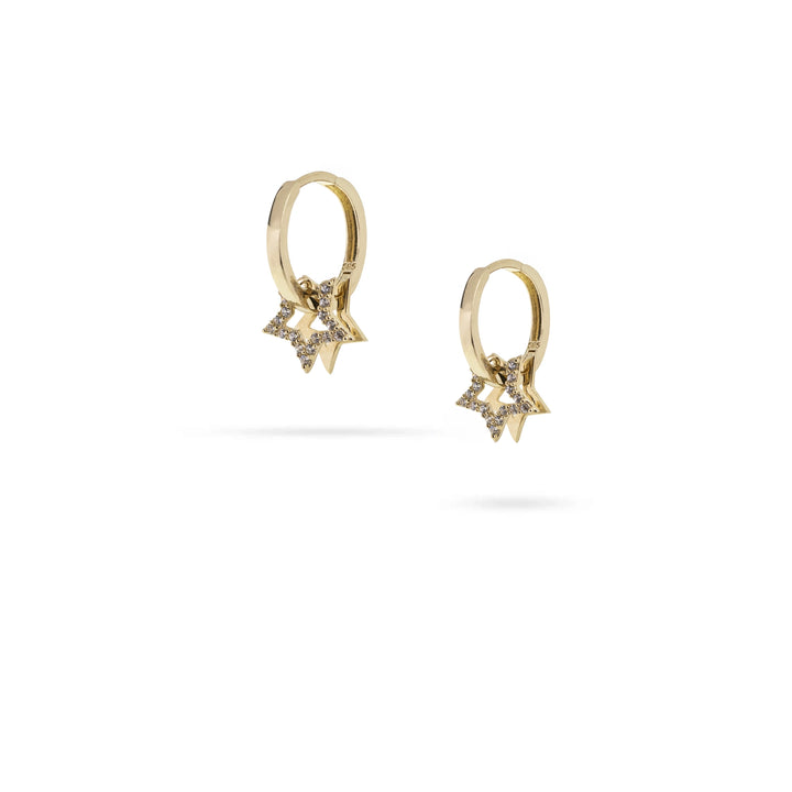Дамски златни обеци халки със звезди. Senso Gold