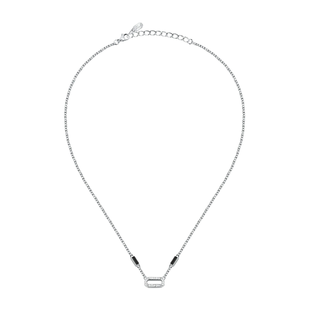 Дамско тенис колие Karl Lagerfeld Crystals с прозрачни кристали по веригата и черни правоъгълни акценти – колие KLAYC11