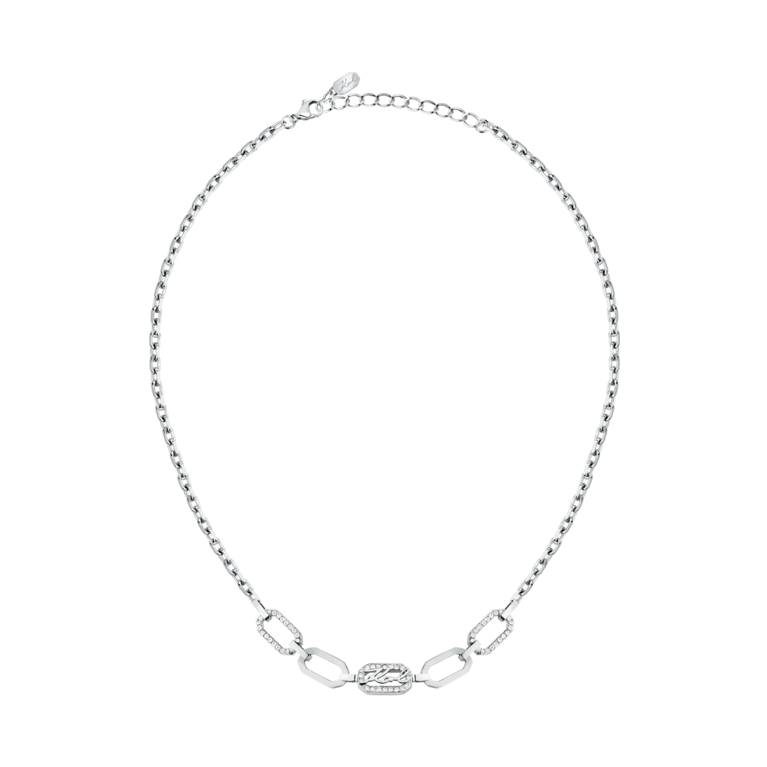 Дамско колие Karl Lagerfeld Crystals в тенис стил със сребрист цвят и предна част с кристали – колие KLAYC14, пълен изглед