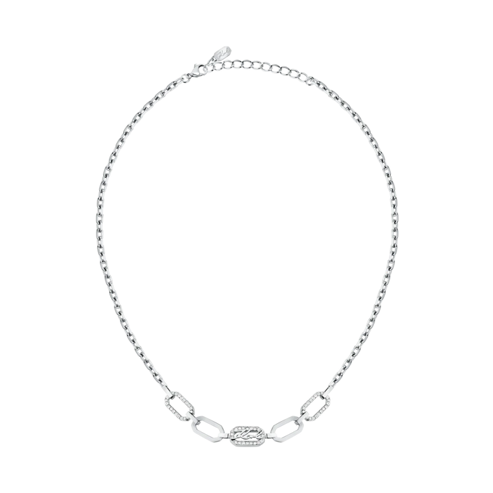 Дамско колие Karl Lagerfeld Crystals в тенис стил със сребрист цвят и предна част с кристали – колие KLAYC14, пълен изглед