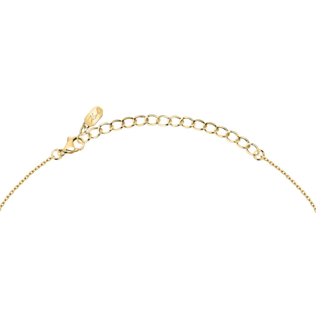 Дамско колие Karl Lagerfeld Crystals, златиста верижка с карабинка и удължител 38–45 см – модел KLAYC09