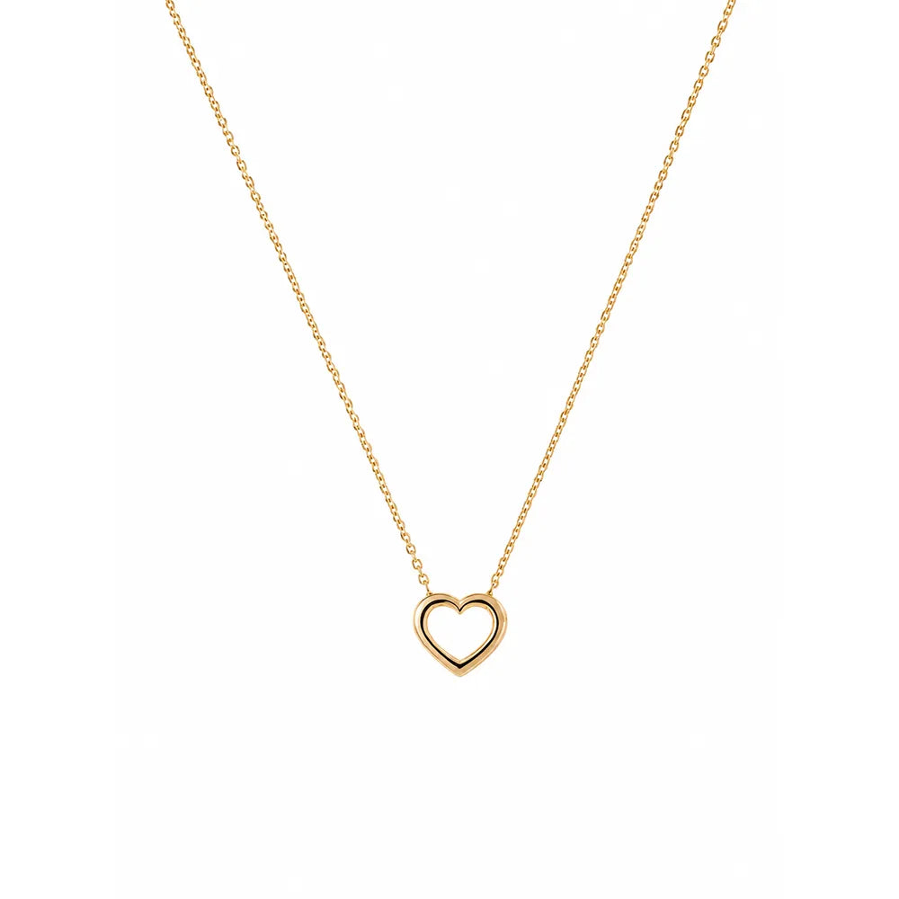Дамско колие сърце от жълто злато 14K Senso Gold с бели циркони на бял фон