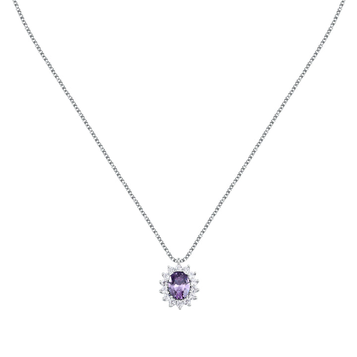 Сребърно дамско колие Morellato SAIW282 с лилав централен кристал.