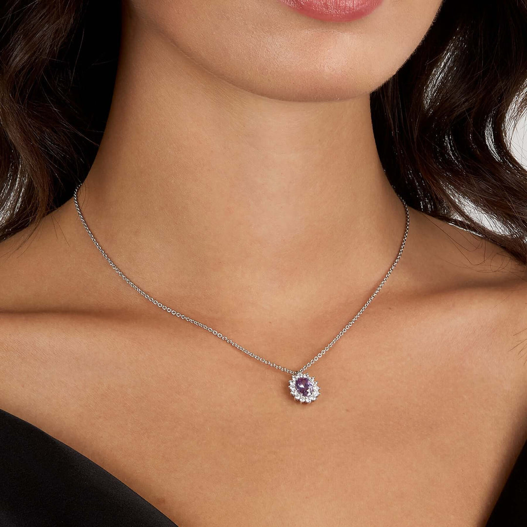 Дамско сребърно колие Morellato Tesori SAIW282 с лилав централен циркон.