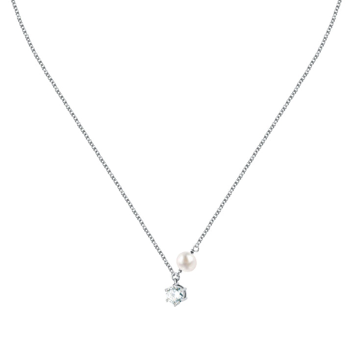 Дамско сребърно колие с перла и циркон. Morellato Perla SXU54, с инкрустирана перла и циркон.