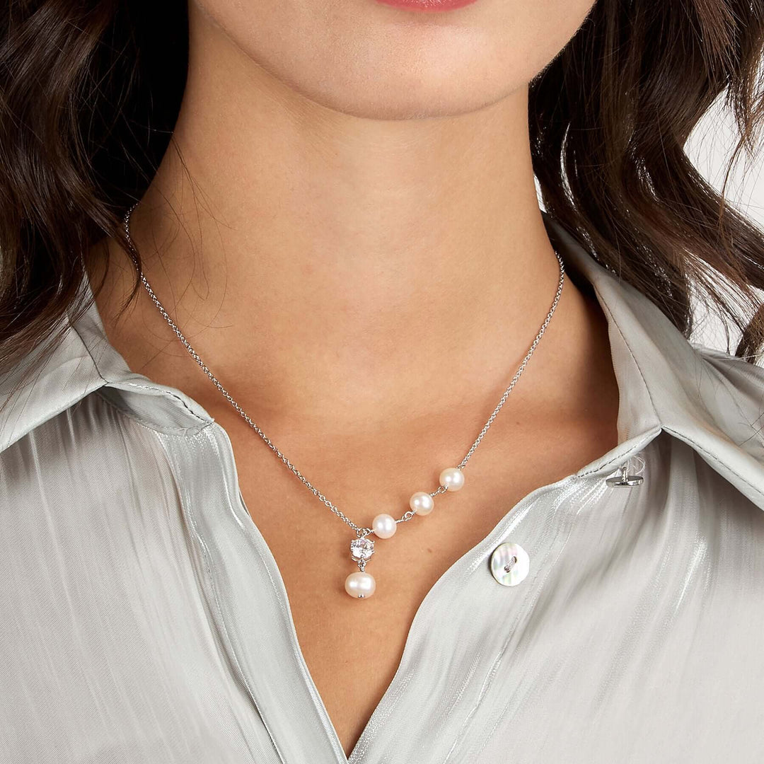 Дамско колие от сребро със сладководни перли и циркон. Morellato Perla SXU55