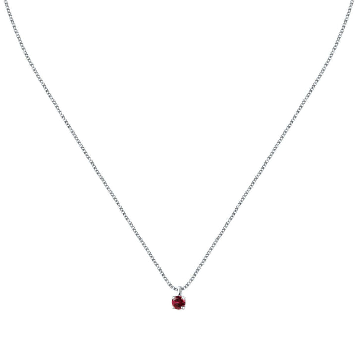 Колие Morellato Tesori. Дамско колие изработено от сребро 925 с родиево покритие и инкрустиран червен Циркон. Дължина на синджира 40 см + 5 см. SAIW190