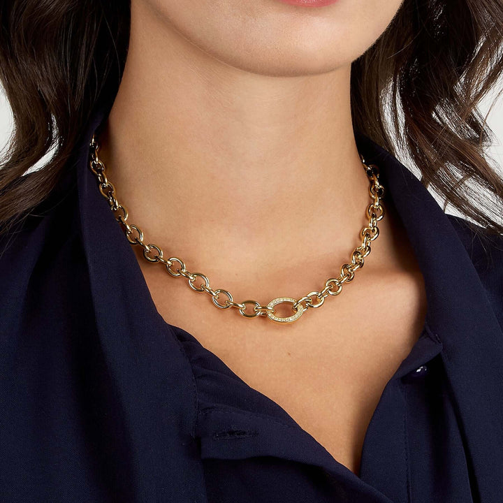 Дамско колие Morellato Intrecci от стомана със златно PVD покритие. SAZC01