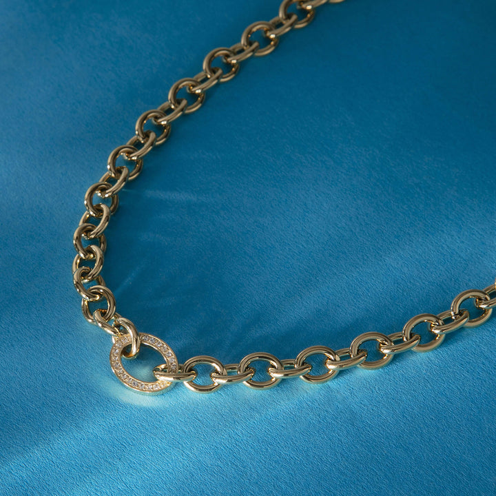 Дамско колие Morellato Intrecci от стомана със златно PVD покритие и циркони. SAZC01