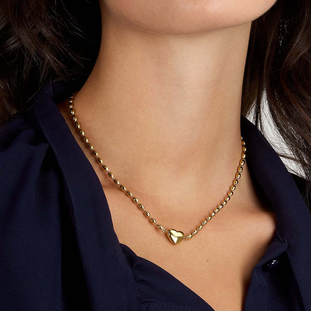 Дамско колие от стомана със златно PVD покритие. SAZC06. 