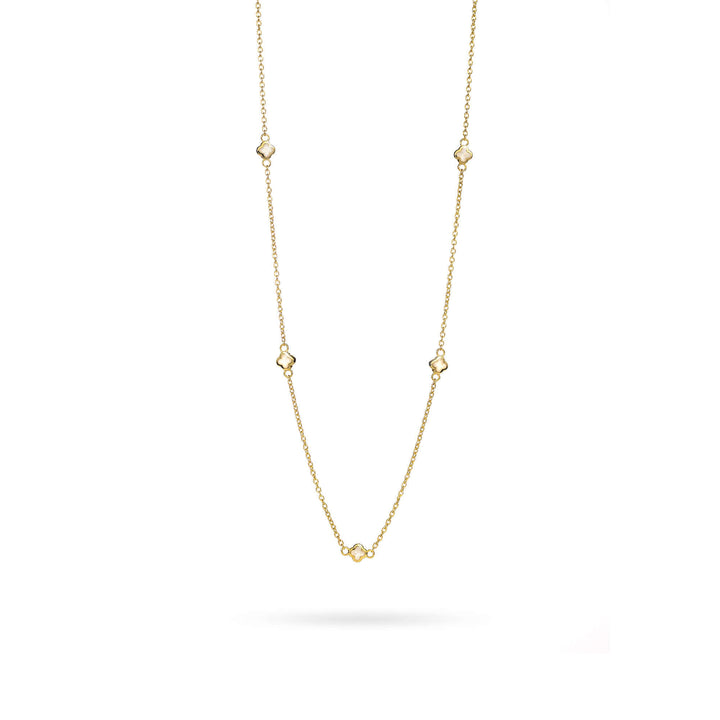 Дамско златно колие с пет нежни детелинки от седеф. Senso Gold