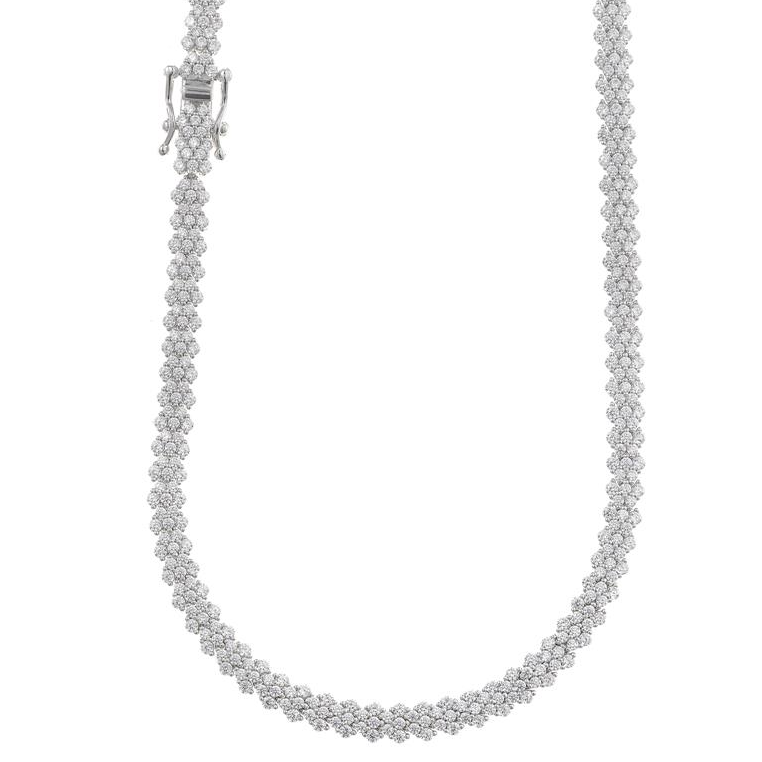 Елегантно сребърно колие тип чокър с фино инкрустирани цирконии.  Salvatore plata