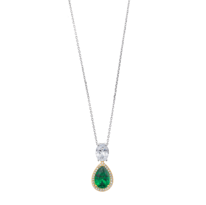Дамско сребърно колие със зелени и бели цирконии. Salvatore plata Vibrant 136C0428 . Дължина 40 см + 5 см.