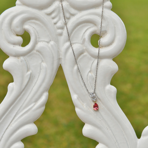 Дамско сребърно колие с червен циркон. 136C0435 Salvatore plata