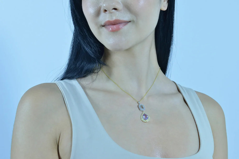 Дамско сребърно колие Salvatore Plata с позлата и аметист, бели циркони - детайл от дизайна