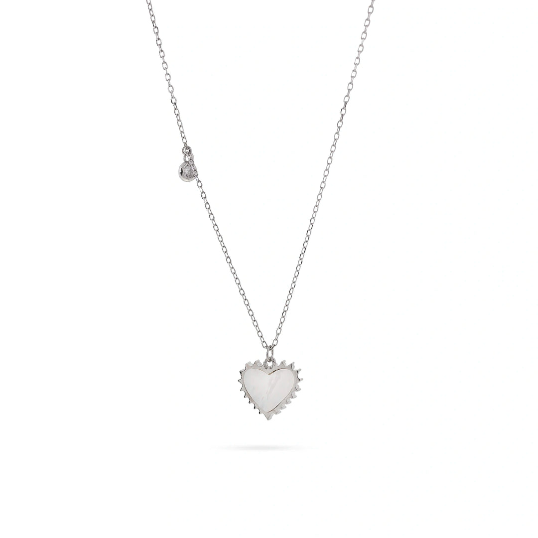 Дамско сребърно колие с висулка сърце със седеф. RN1676 Senso Silver