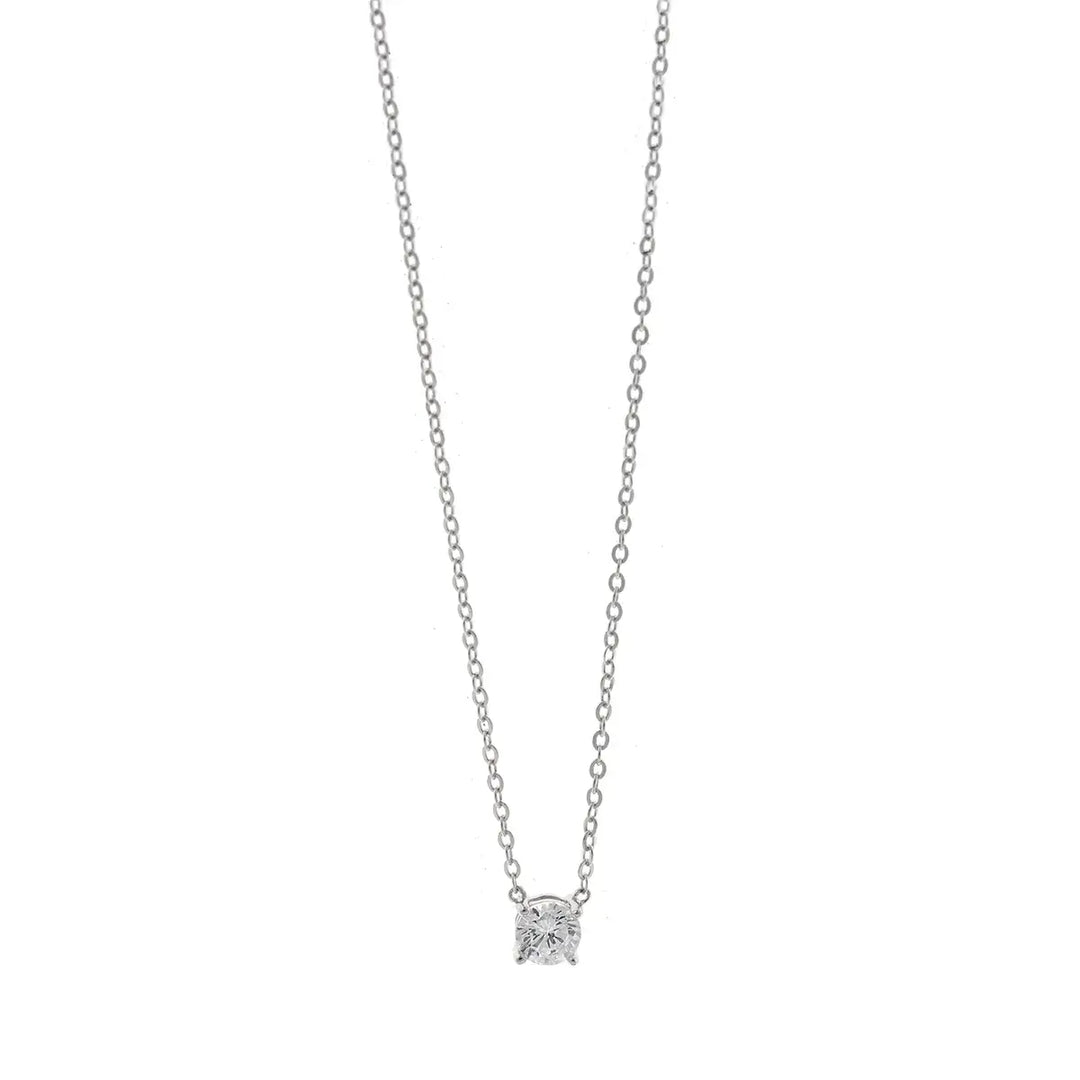 Сребърно колие с родиево покритие и бял циркон от колекция Wedding