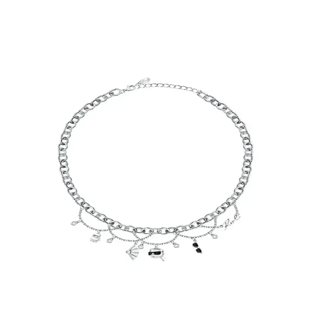 Дамско стоманено колие KARL LAGERFELD Charms с бели кристали