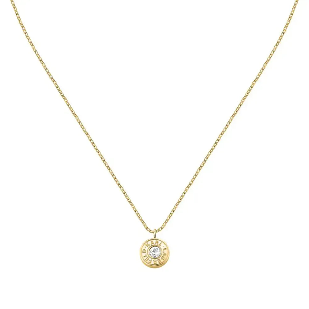 Дамско стоманено колие KARL LAGERFELD Illume със златно PVD покритие и бели кристали