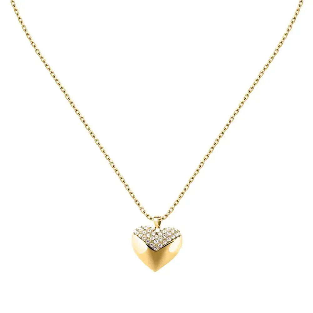 Дамско стоманено колие KARL LAGERFELD Pave Amour със златно PVD покритие и бели кристали