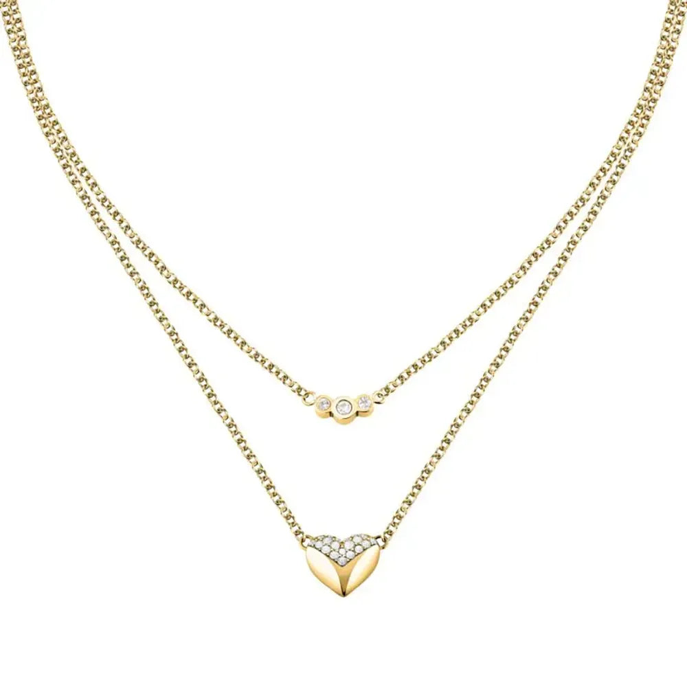 Дамско стоманено колие KARL LAGERFELD Pave Amour със златно PVD покритие и бели кристали