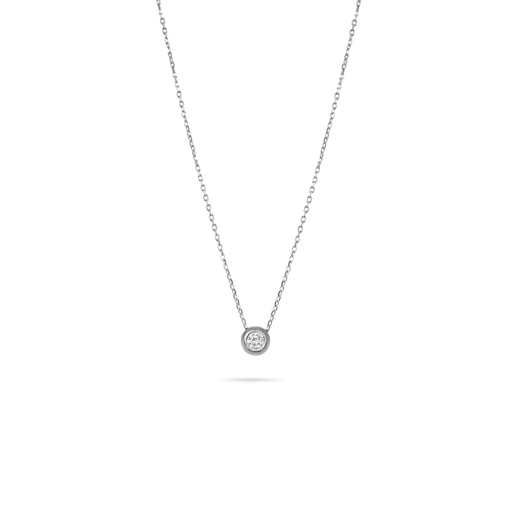 Дамско колие от бяло злато с диамант.