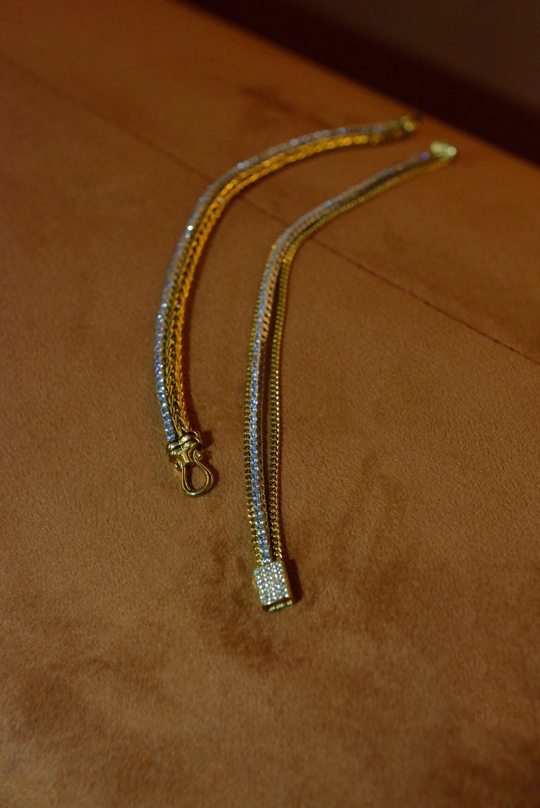 Two-tone silver chain bracelet with white CZ Salvatore Plata — jewellery composition