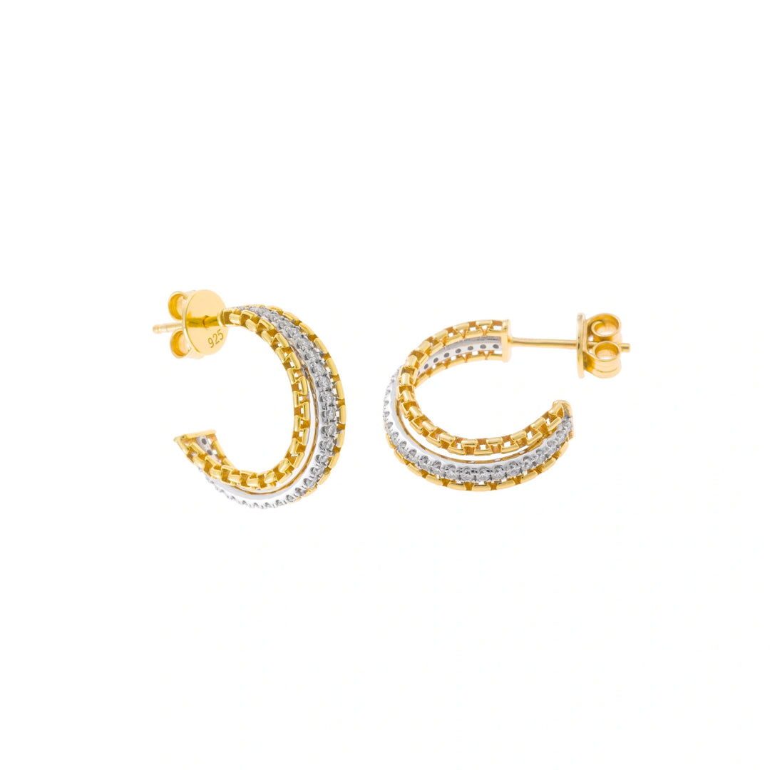 Two-tone silver hoops with a chain motif Salvatore Plata