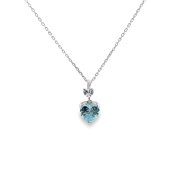 Елегантно сребърно колие със син цирконий във формата на сърце rn1261-3